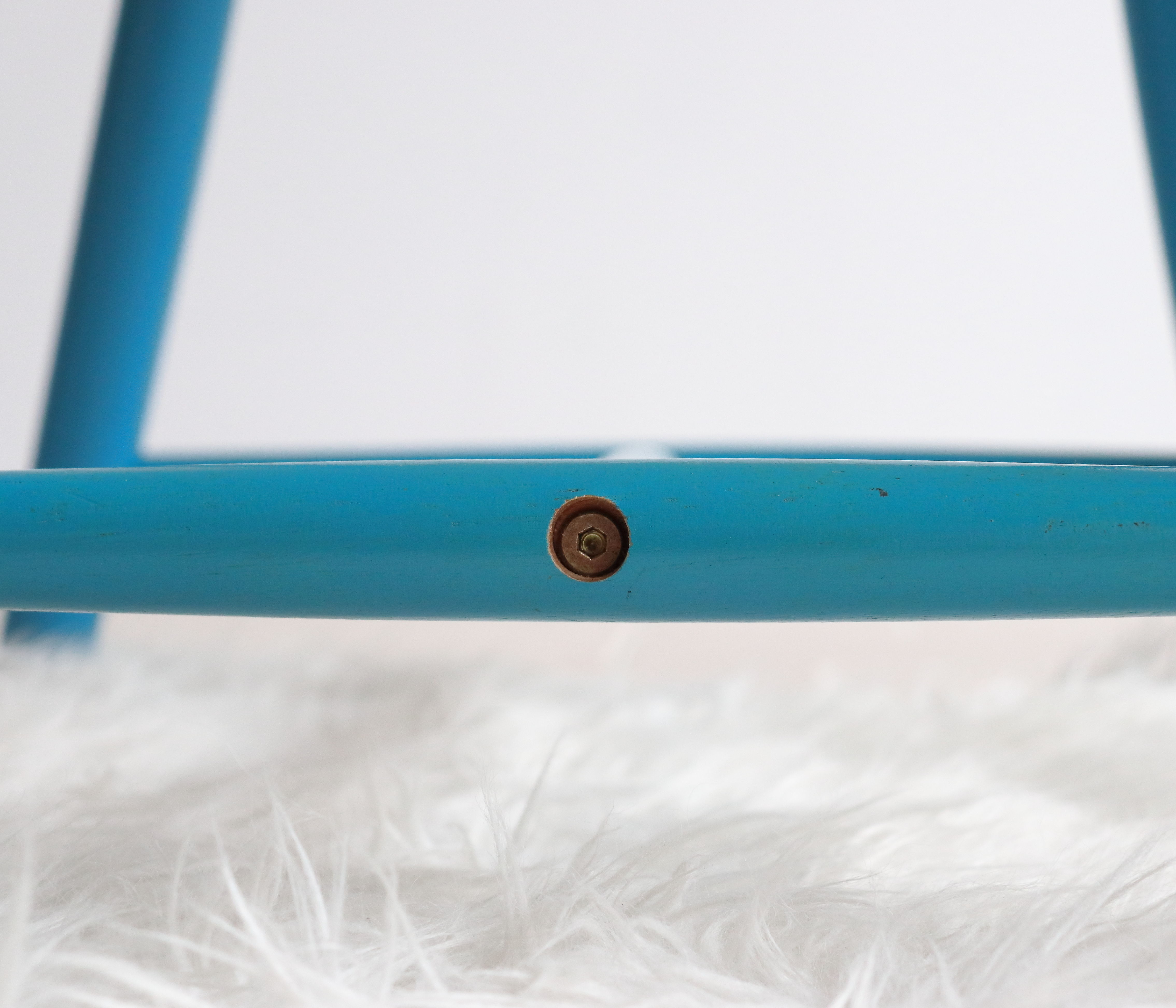 Pair of vintage Scandinavian Windsor chairs with blue bars