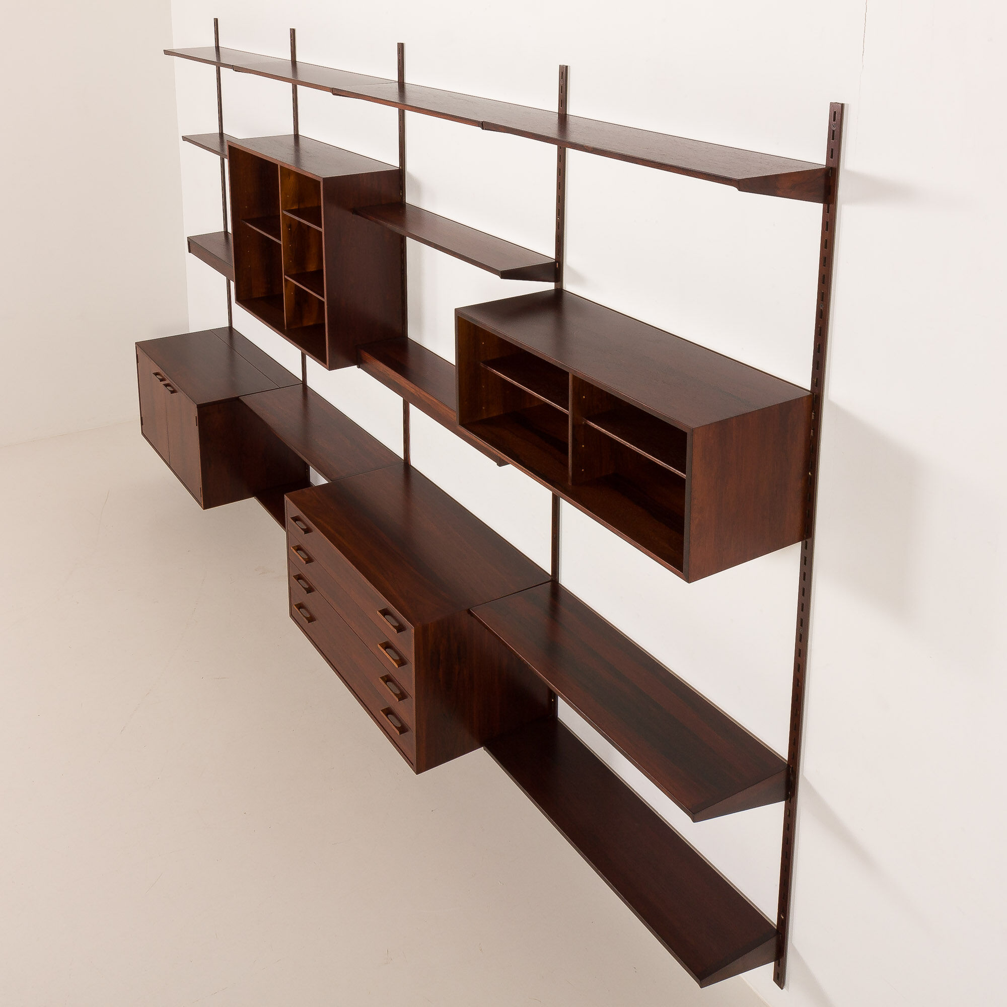 Kai Kristiansen rosewood wall unit with 2 lamps for FM Mobler, Denmark 1960s