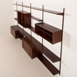 Kai Kristiansen rosewood wall unit with 2 lamps for FM Mobler, Denmark 1960s