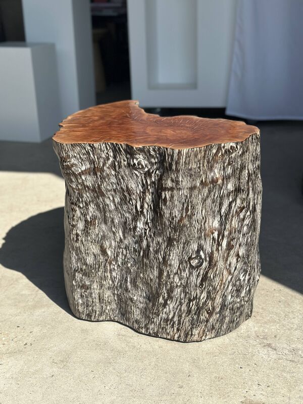 Duo de stool en litchi formant table basse