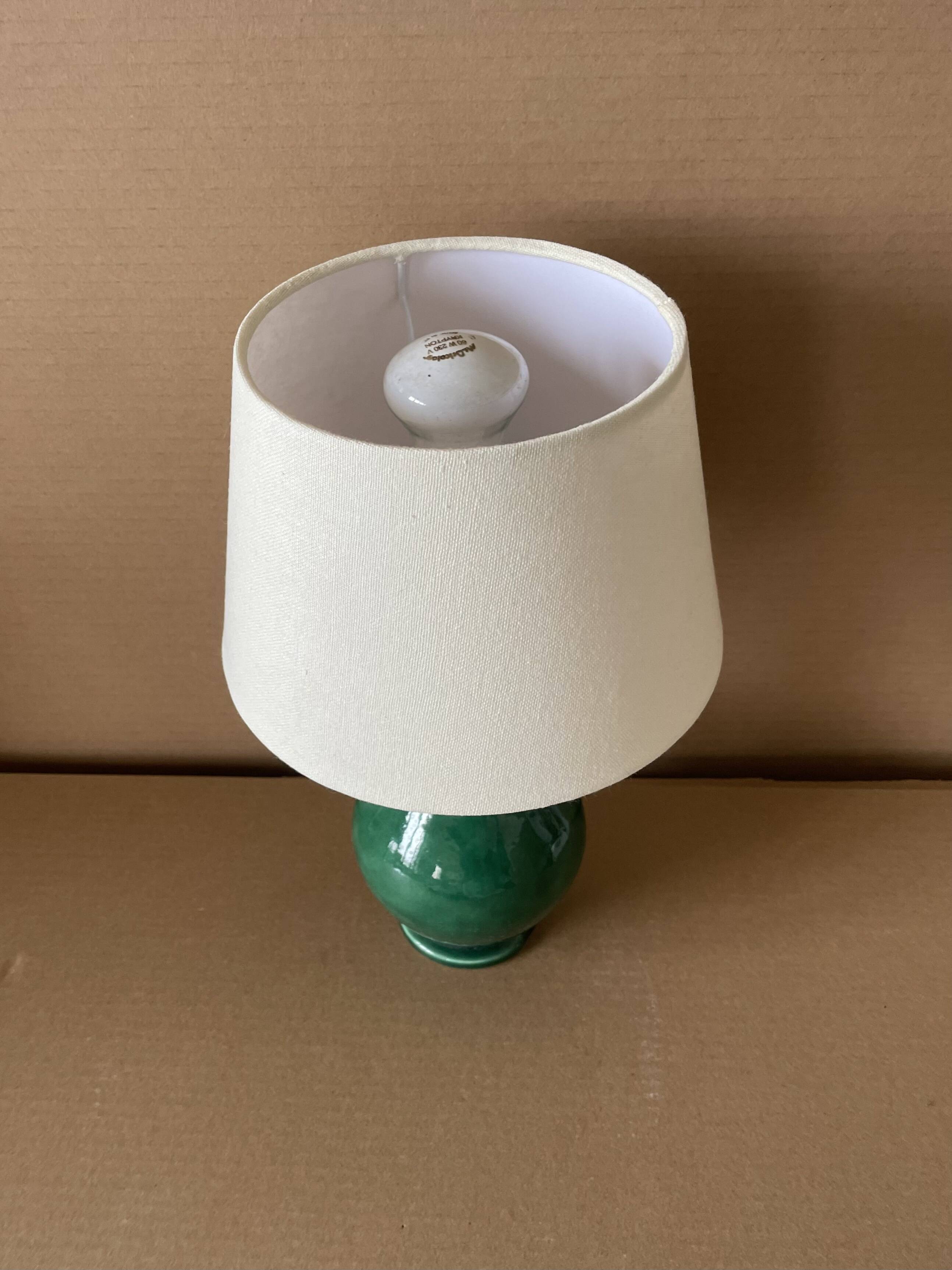 Old green ceramic lamp
