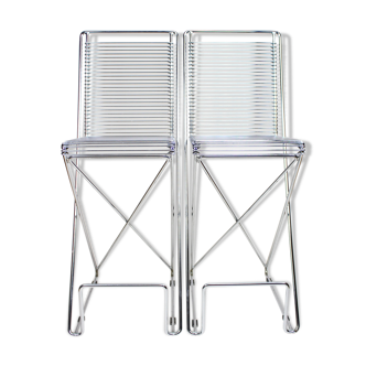 Kreuzschwinger chair by Till Behrens for Schlubach, bar stool, 80s industrial design, set of 2