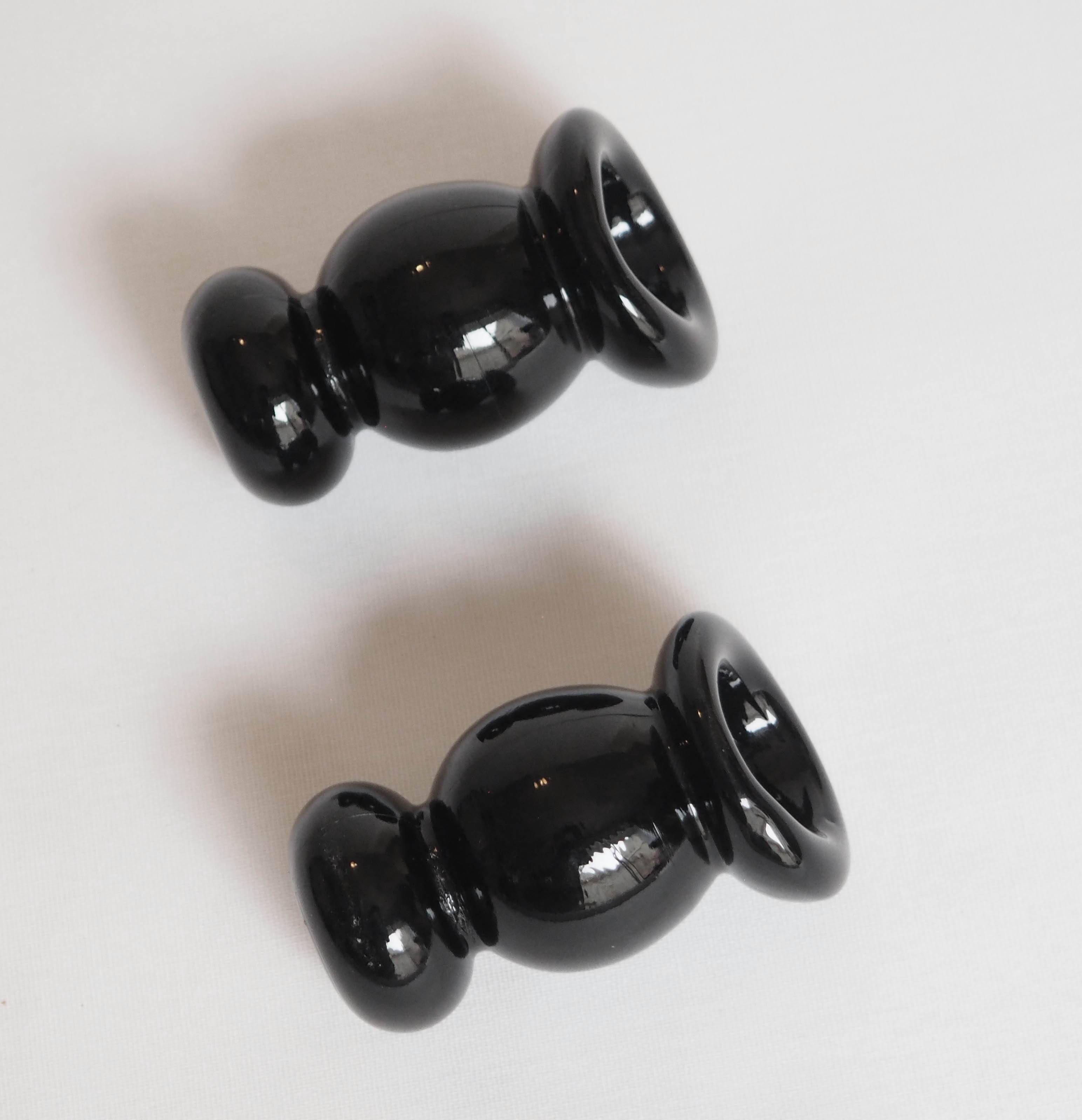 Pair of glass candle holders