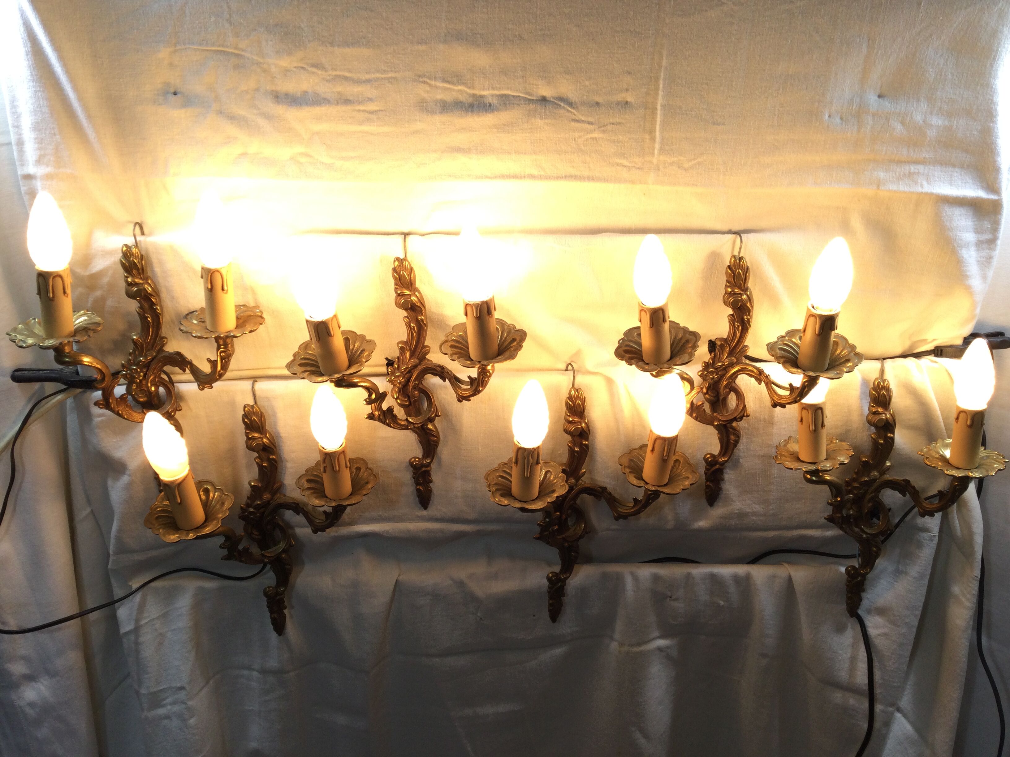 Pair of bronze sconces louis XV style