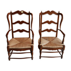 Paire fauteuils paillés