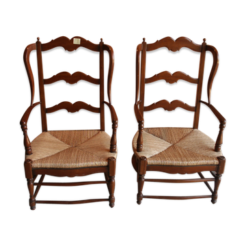 Paire fauteuils paillés