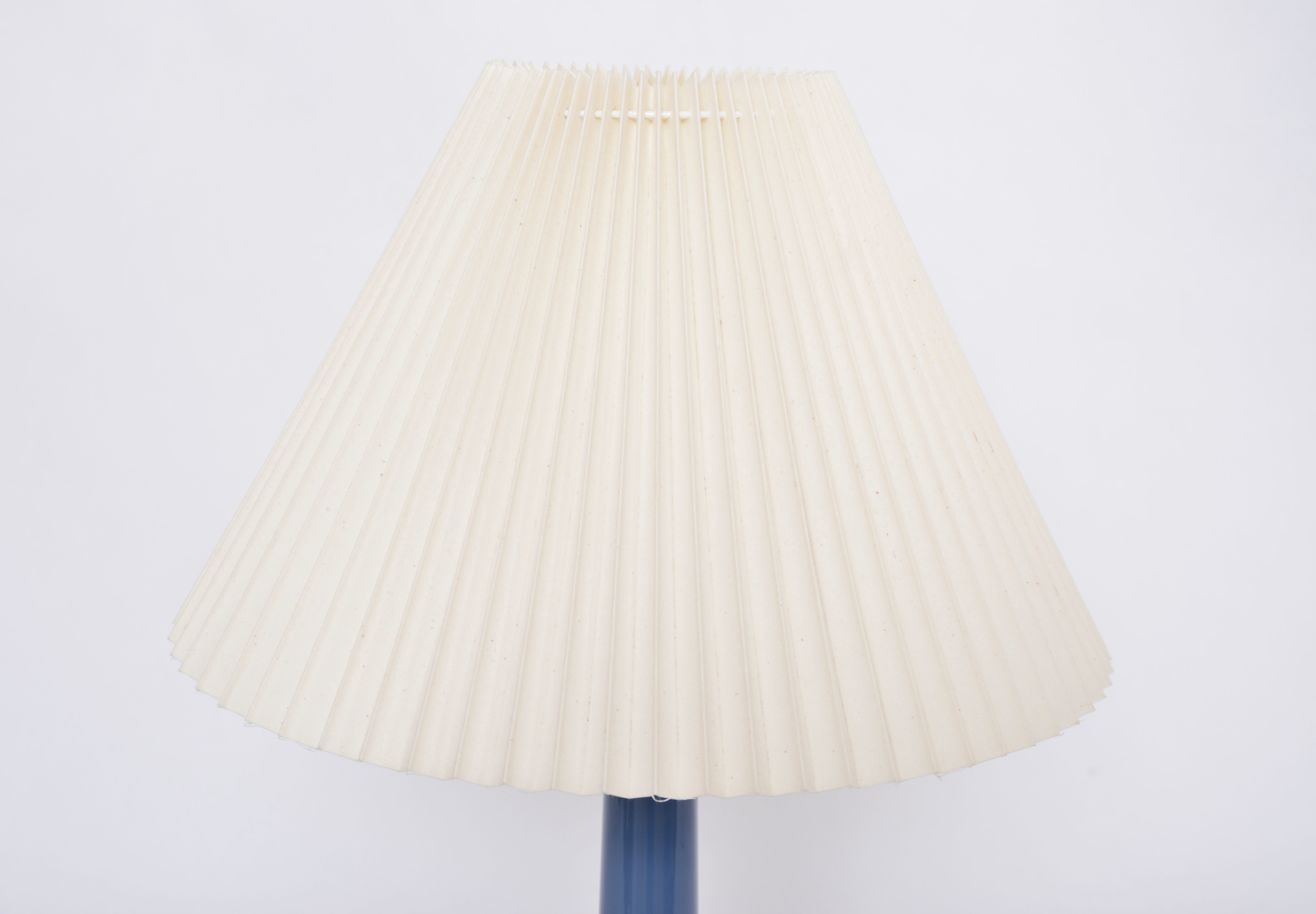 Rare blue Danish Mid-Century table lamp by Esben Klint for Holmegaard