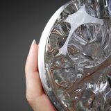 Large crystal flower pick with vintage silver metal rim Reims 31 alveol