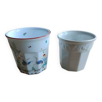 Deux pots à confiture porcelaine