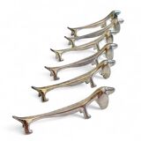 Vintage Knife Rests, Set of Six Silver Plated Dachshund Dogs, Italy, 20th-C
