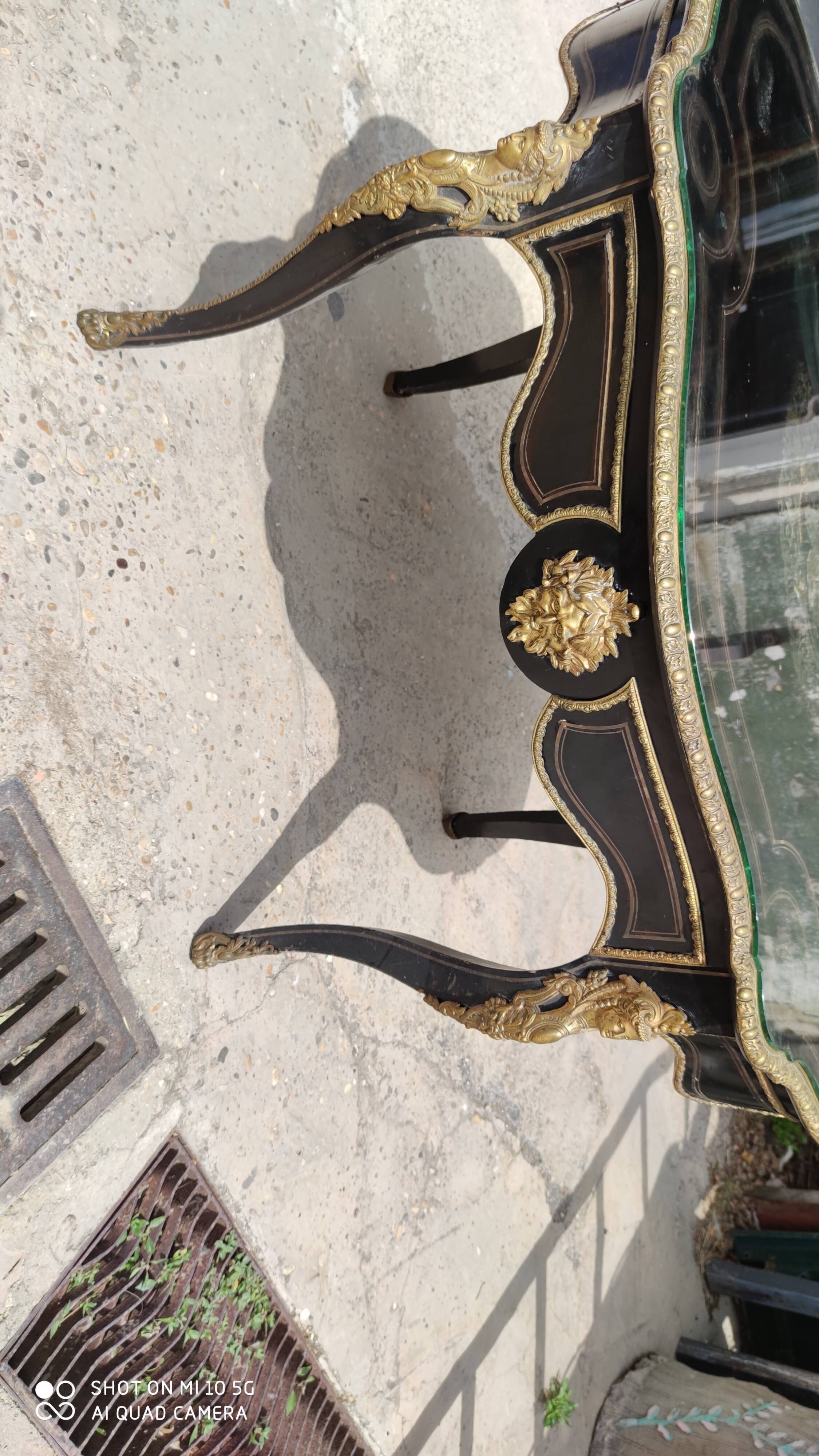 Table desk middle marquetry called "Boulle" napoleon III era
