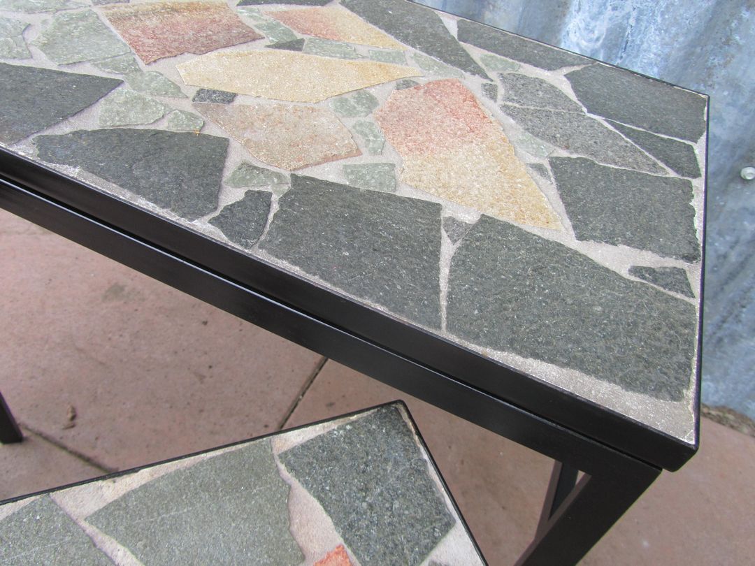 Brutalist Flag Stone nesting Tables, set of 3
