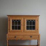 20th-century solid oak display cabinet with a glass front, by a Danish cabinetmaker.