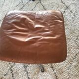 Ottoman model " King" in brown whiskey leather by Roger Vandenbeuck for Strassle , SWITZERLAND