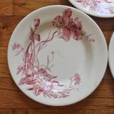 4 plates in iron earth opaque poppies, from Gien