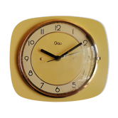 Clock formica vintage silent wall pendulum "Yellow Odo"
