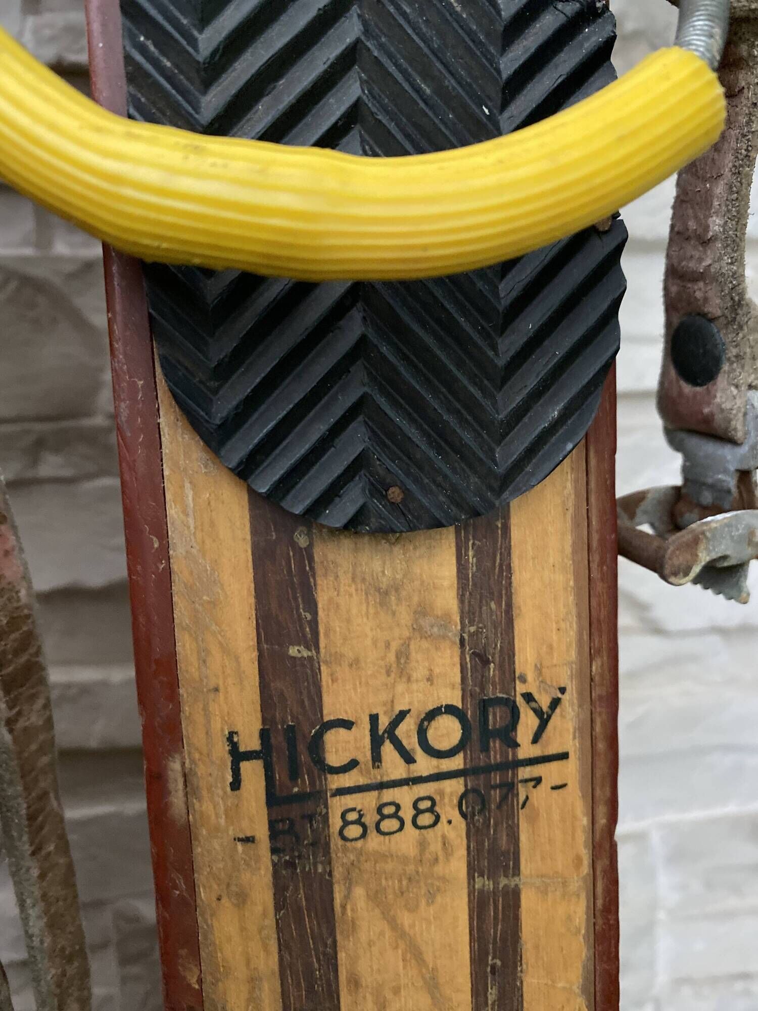 Pair of vintage Rossignol Hickory wooden skis