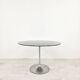 Round tulip table in smoked glass 1970