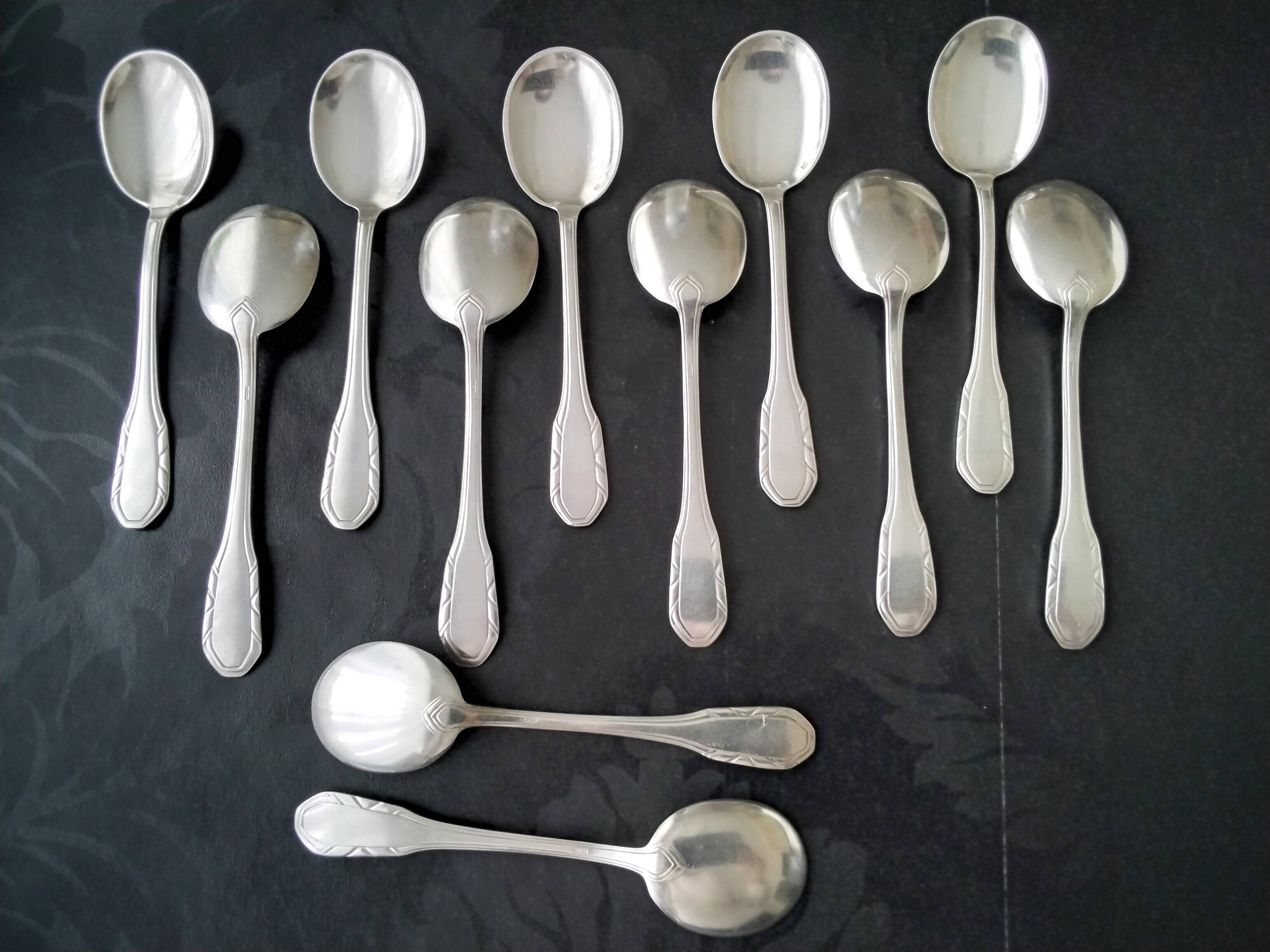 12 sfam silver metal ice cream spoons
