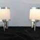Pair of chrome design wall lights and vintage white hat 1970
