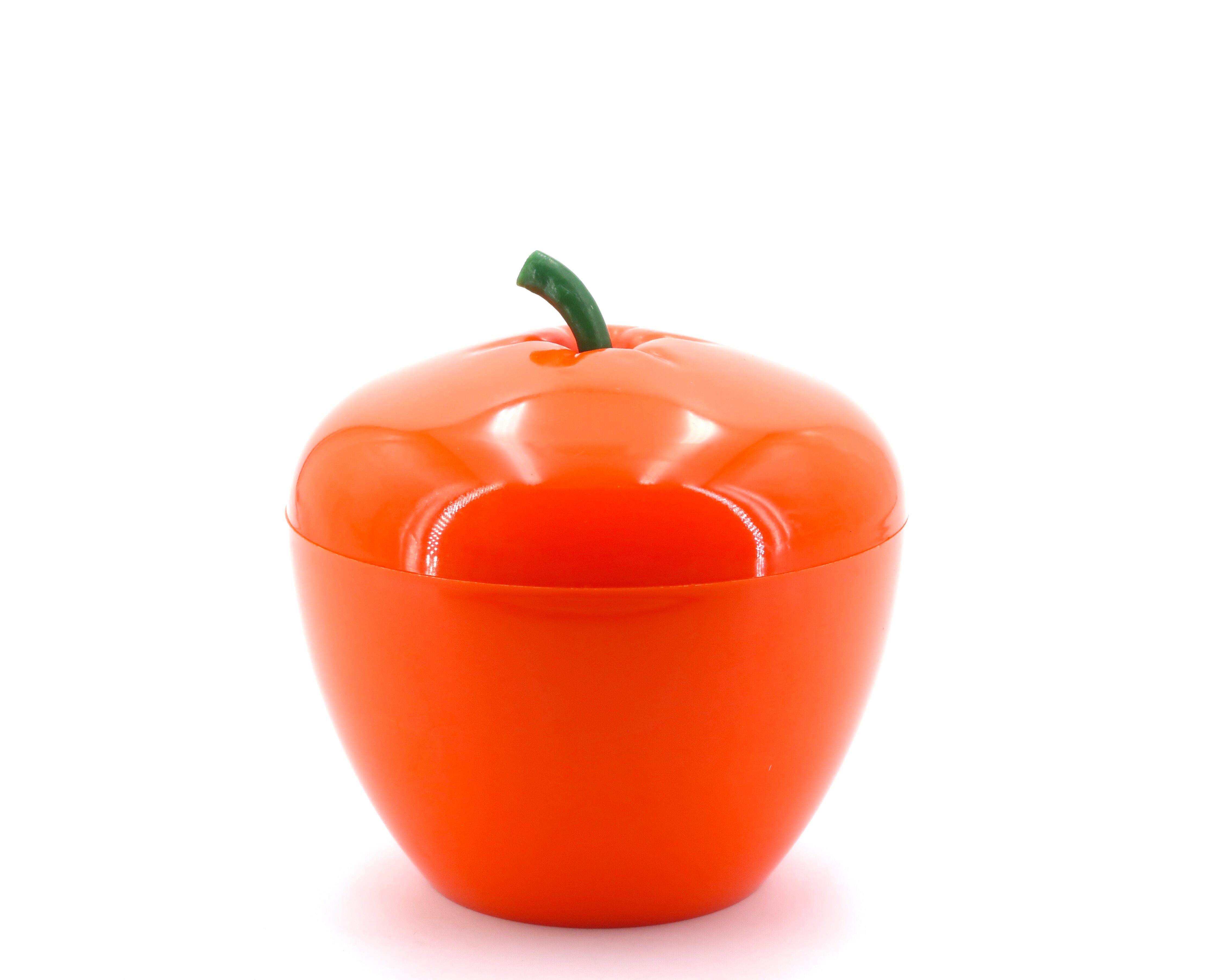 Pomme à glaçons orange en plastique, années 70