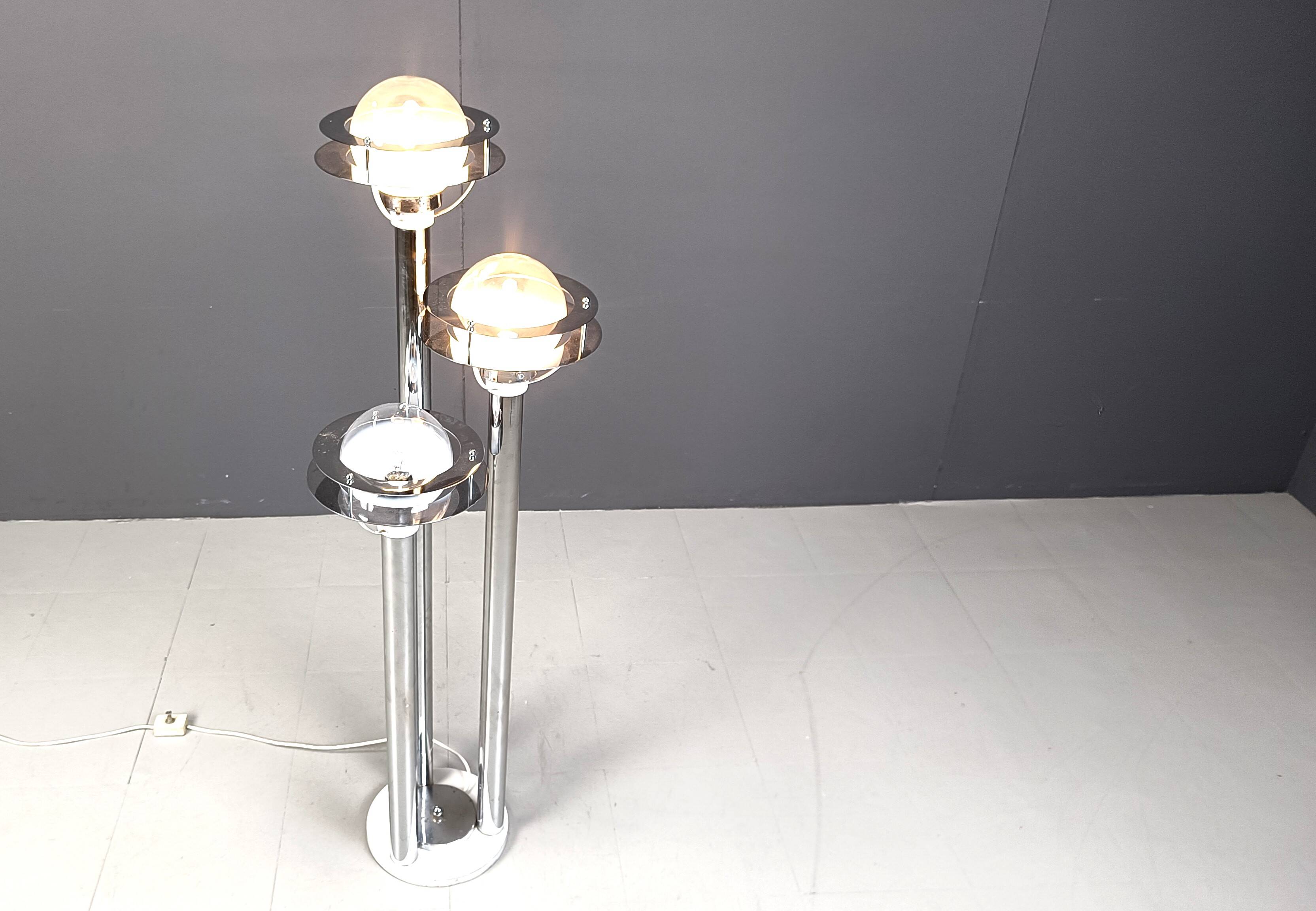 Space age chromed and glass floor lamp, 1970s