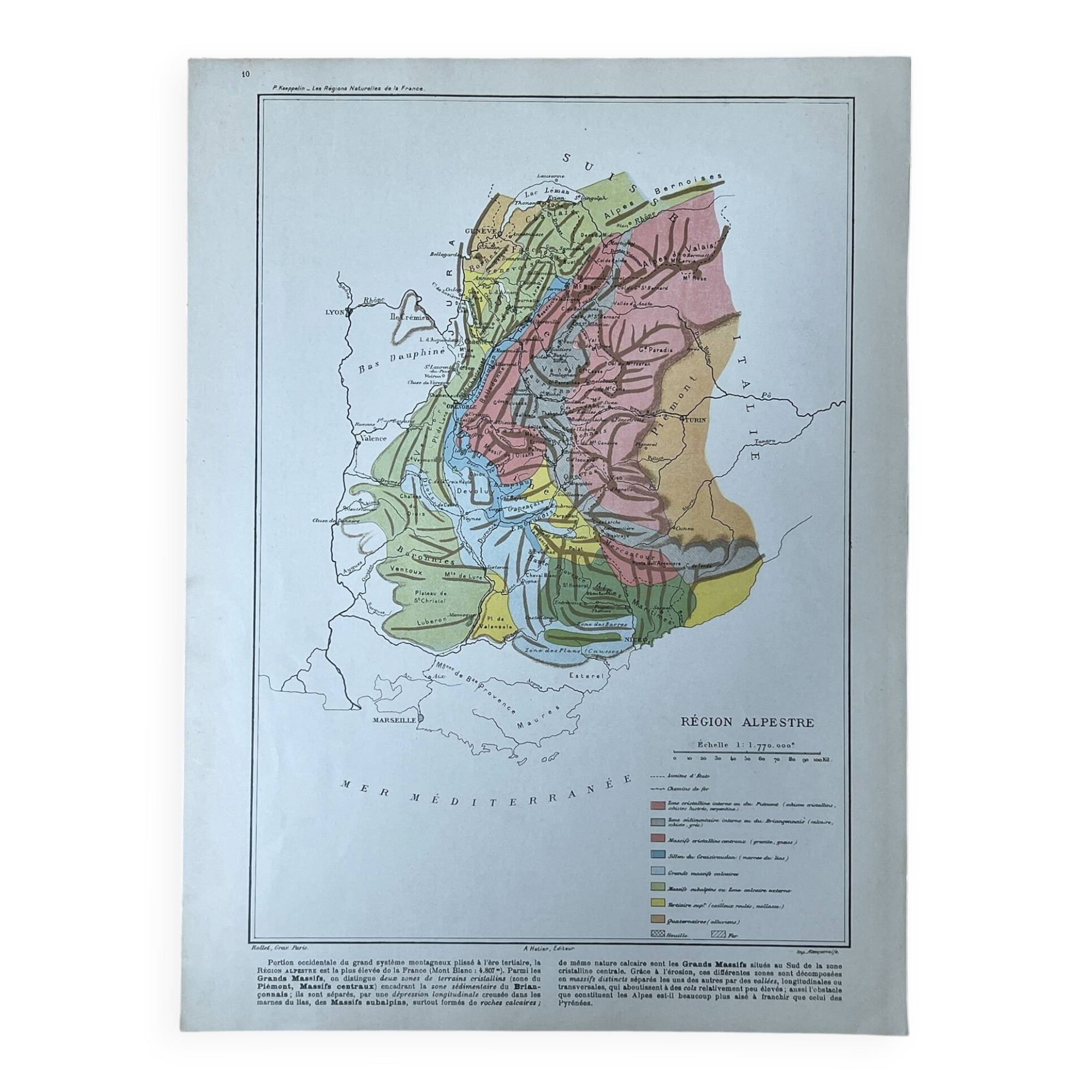 Carte originale Alpes - 37x27cm - 1908