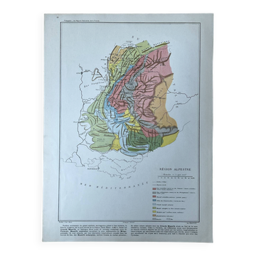Carte originale Alpes - 37x27cm - 1908