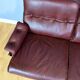 Mid Century Retro Swedish Burgundy Leather Arne Norell 3 Seat Sofa 70s