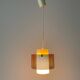 Suspended lamp in pink metal and plexiglass, Danish design, 1960s, Denmark.