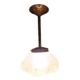 Chandelier with support copper globe art deco frosted glass
