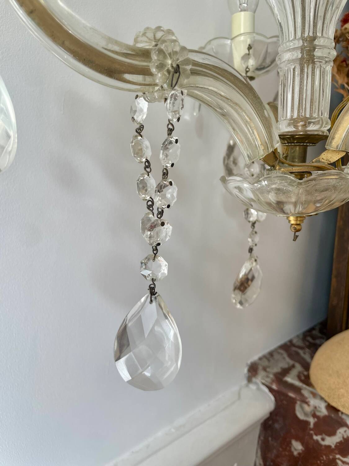 Bronze and glass tassel chandelier