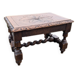 Low Stool Footrest Antique Wood Oak Louis XIII