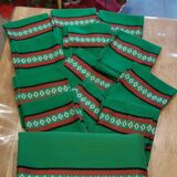 Basque green tablecloth and its 12 napkins