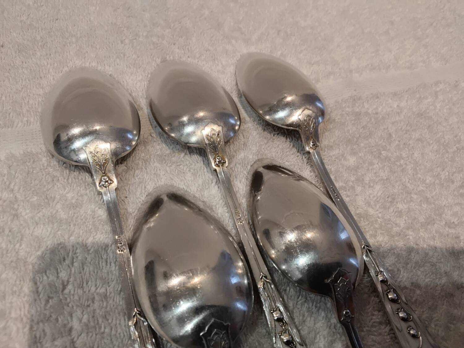 5 tablespoons 800 silver Swiss goldsmith Jezler model Muguet