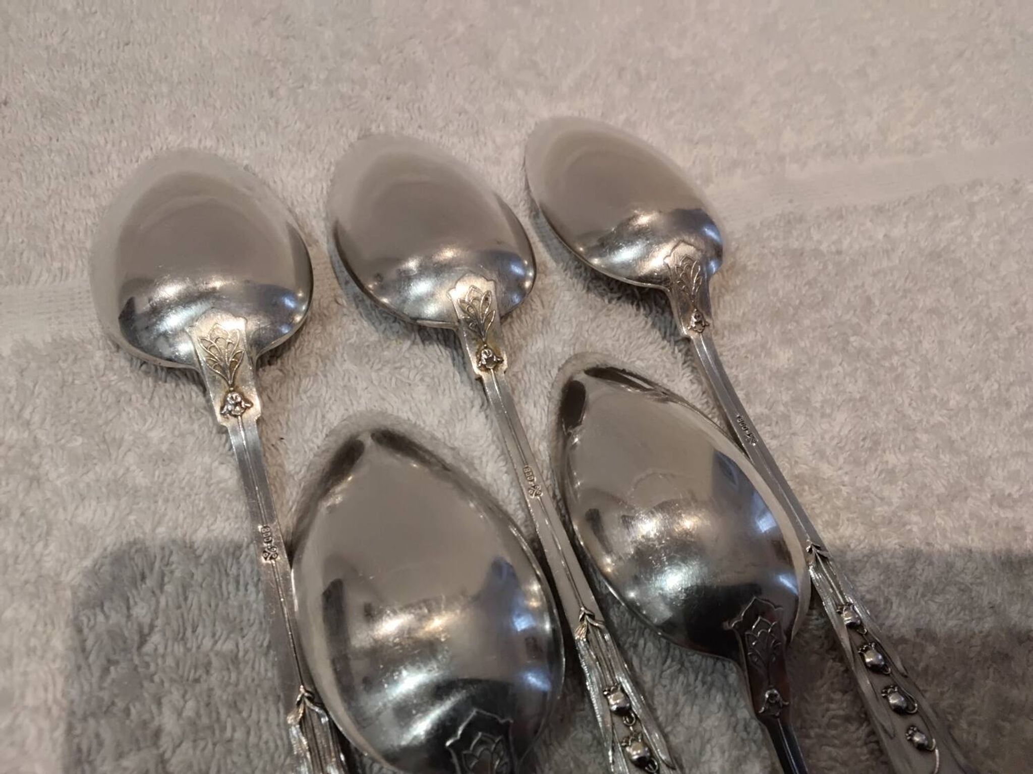 5 tablespoons 800 silver Swiss goldsmith Jezler model Muguet