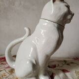 Carafe à chat absinthe en majolique george dreyfus antique vers 1900 avec tête et poignée de queue amovibles