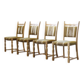 Chaises de salle à manger en chêne danois brutaliste moderne dans le style de Henning Kjærnulf