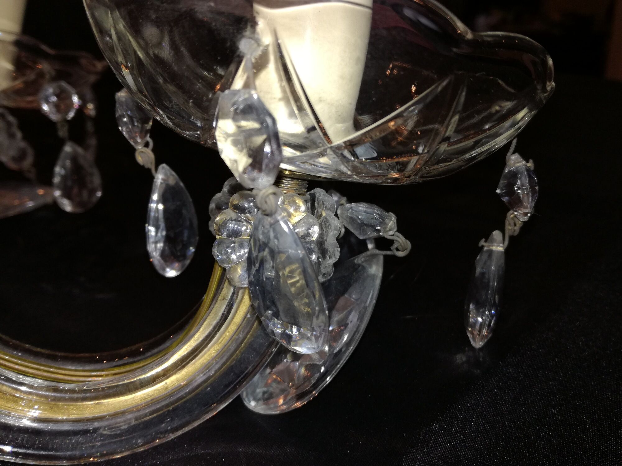 Two sconces 2 glass lights and crystal stamps