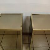 Pair of glass and nickel-plated brass tables from the 1950s