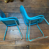 Duo of vintage Grofilex blue nursery children's chairs