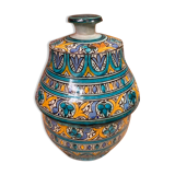 Ancienne Jarre A Beurre Jobbana Maroc Faïence Polychrome XIXÈME Vintage #B083