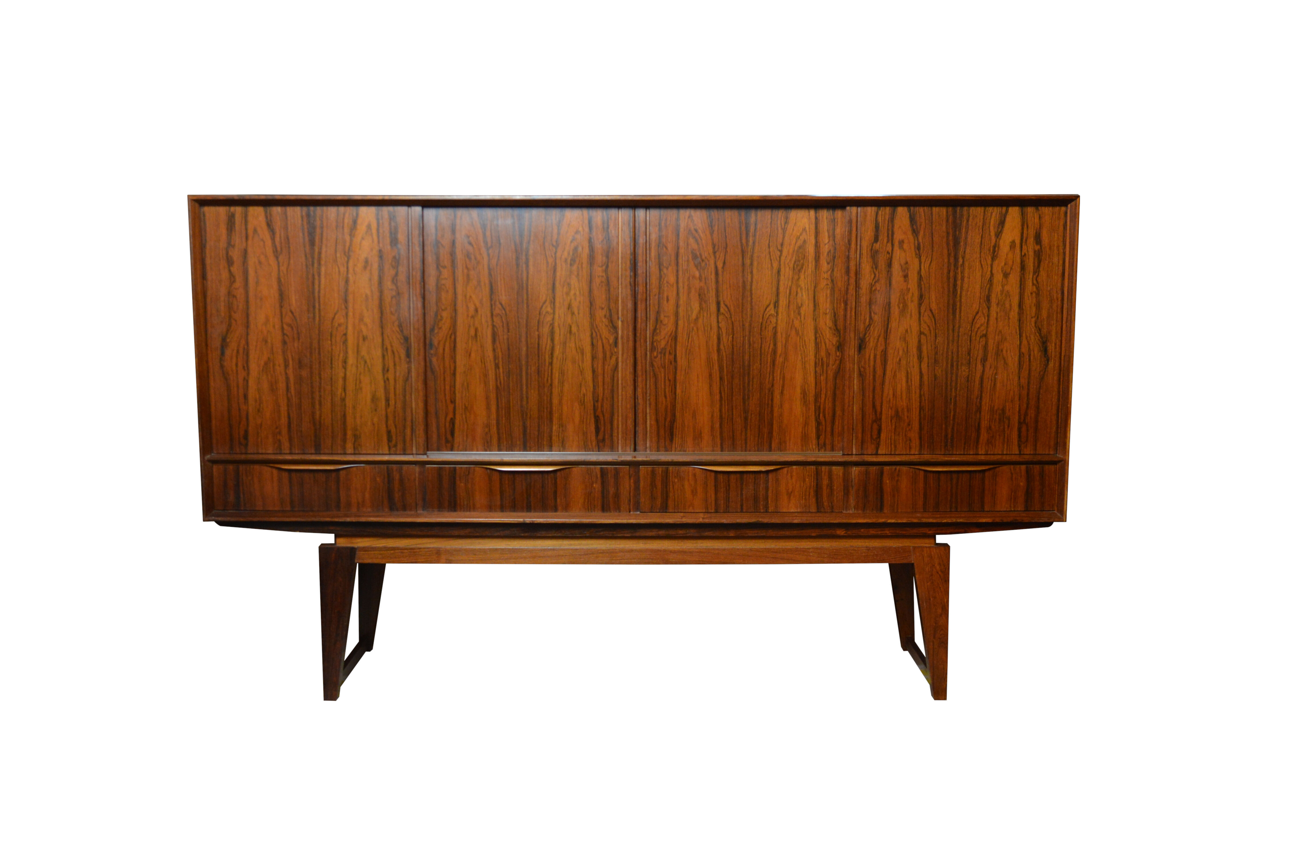 Danish rosewood sideboard with bar cabinet by E. W. Bach, 1960s