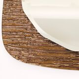 Crystal Art Sculpted Textured Wall Mirror Gold Bronze Mid-Century, Italy, 1960s