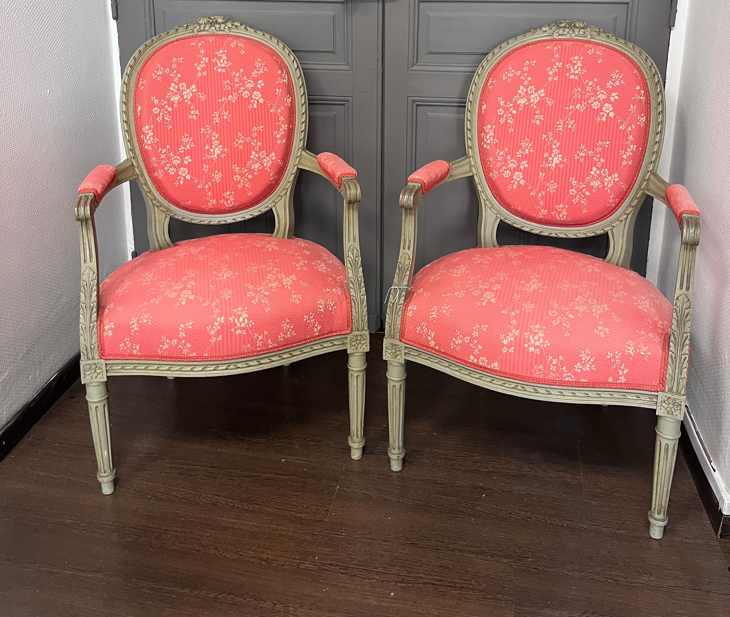 Pair of Louis XVI medallion armchairs