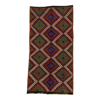Large Vintage Turkish Kilim Rug 354x178 cm Wool Jajim Kelim