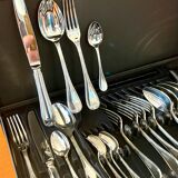 Christofle crossed ribbons, cutlery set for 6 people in new condition, 24 pieces.