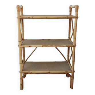 Bamboo and rattan shelf, 70's