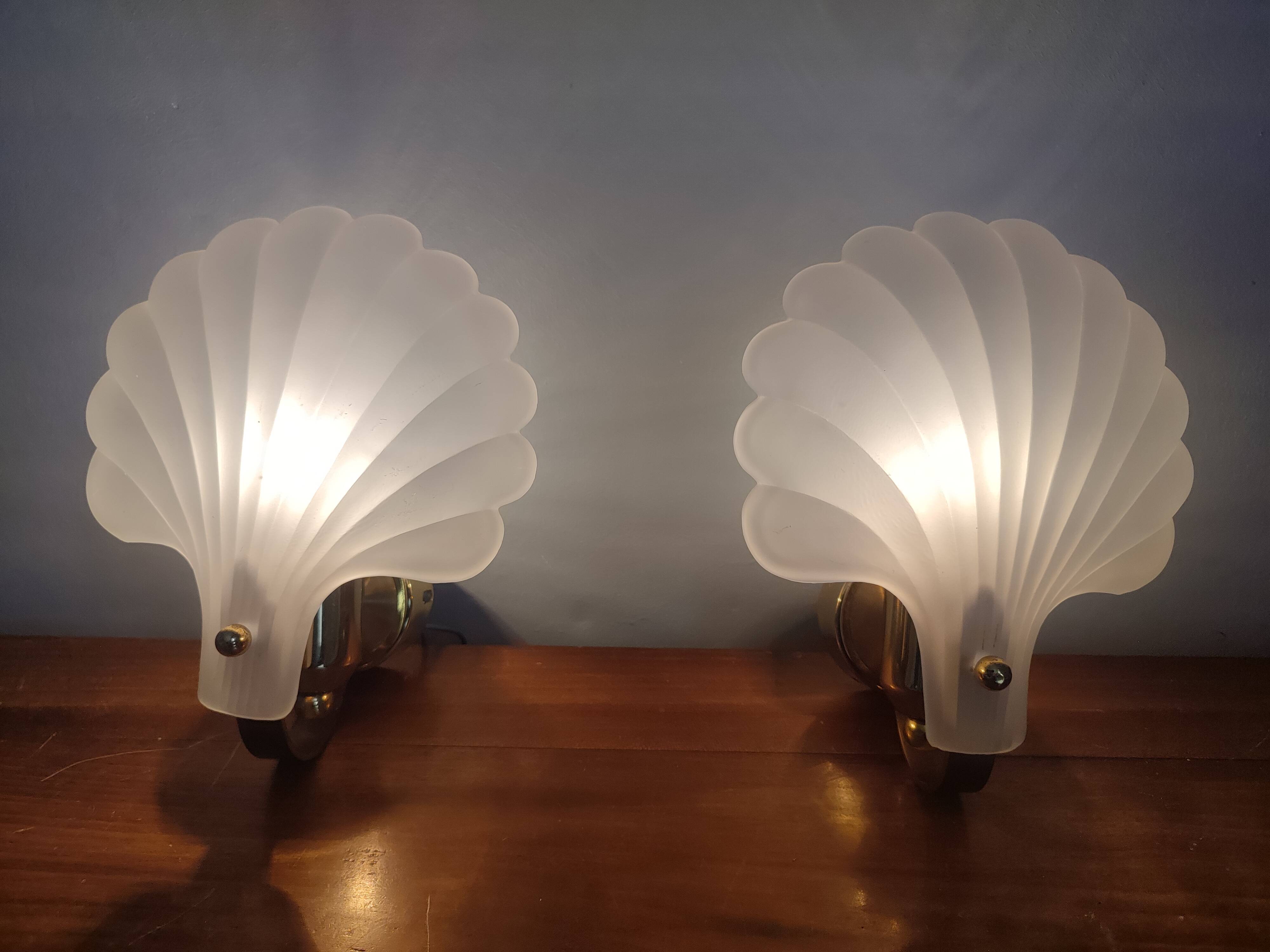 Vintage frosted glass shell wall sconces
