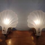 Vintage frosted glass shell wall sconces